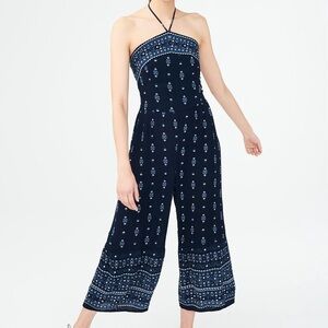 Aeropostale Spring Summer Halter Floral Navy Blue Romper Jumpsuit Women Size XS